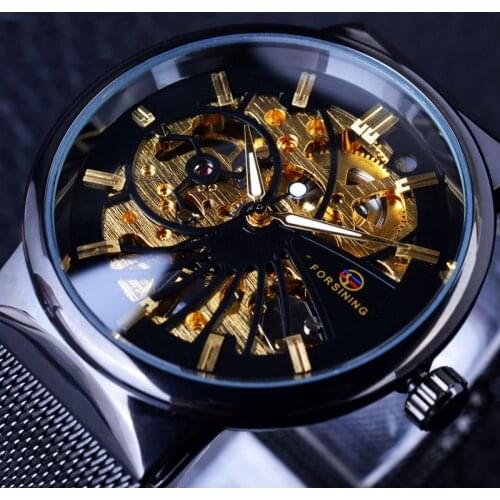 Men Automatic Winding Mechanical Watch Top Brand Exquisite Hollow Dial Design Waterproof Watches Fashion Casual Business Clock