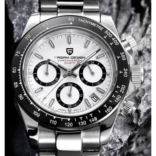 PAGANI DESIGN Fashion Men Quartz Wristwatches Top Brand Ceramic Bezel Waterproof Watch Stainless Steel Men Chronograph Stopwatch