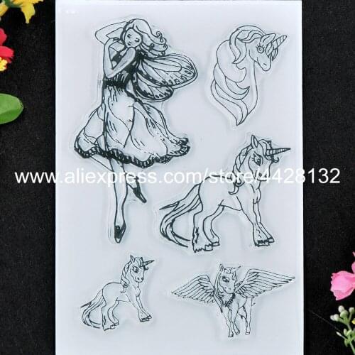 Girl Unicorn Scrapbook photo cards rubber stamp clear stamp transparent stamp 9052450