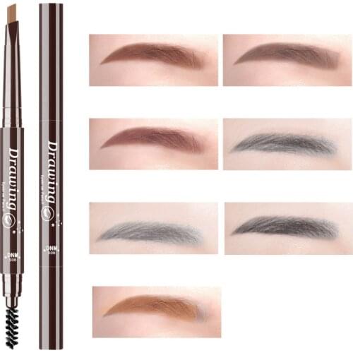 DNM 7 Color Natural Makeup Double Head Super Fine Eyebrow Pencil Waterproof Long Lasting Easy Ware Eye Brow Make Up Pen