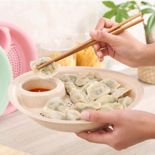 Double Layer Drained Vinegar Dish Dumpling Dinner Plate Creative Fan-Shaped Dinner Plate Fruit Tray Kitchen Accessories Tools