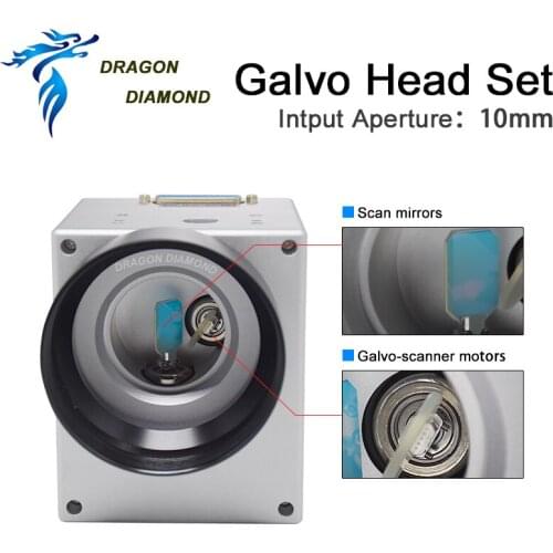 Galvanometer Laser Scanner Galvo Head 10mm Input Aperture + Power Supply switch 15V Cables for Fiber Laser Marking Machine
