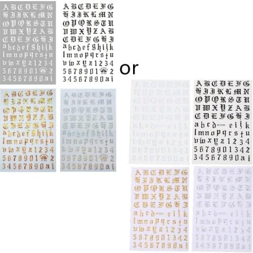 4color/Set Russia Letter Word Numbers Old English Nail Stickers Tip Nail Art Adhesive Blueness Decals Nail Wrap Manicure