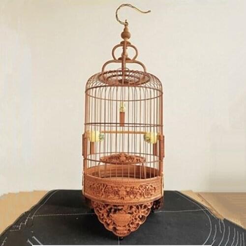 Hollow out Double Carved Dark Eight Immortals Prince Cage White-Eyed Bird Cage Gold Bird Cage Stone Swallow Carved Bird Cage