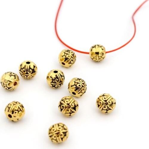 50pcs 7mm Antique Gold Color Round Loose Metal Spacer Beads For Jewelry Making DIy Finding Accessories Bracelet Wholesale