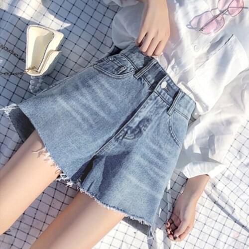 Plus Size Summer 2020 Denim Shorts Women Korean Style Hollow Out Tassel Short Jeans Vintage High Waist Button Fly Jean Shorts