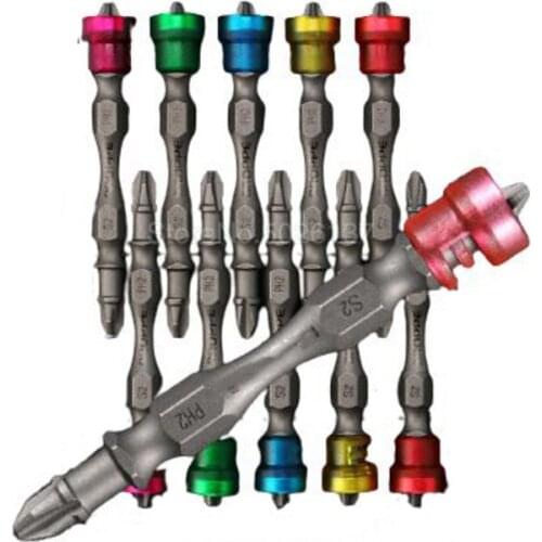 1PCS 1/4" Magnet Driver Steel Head Hex Shank With Magnetizer Ring Cross Magnetic Bit Hand Drill Electric Screw Tool Double