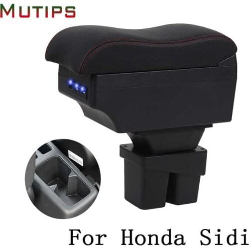 Mutips For Honda Sidi armrest box curved storage box leather arm rest accessories USB car-styling automobile decoration 2018