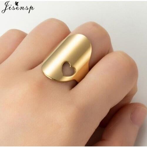 Trendy Stainless Steel Rings for Women Engagement Jeweley Simple Hollow Heart Shape Ring Stainless Steel Biker Men Ring Punk