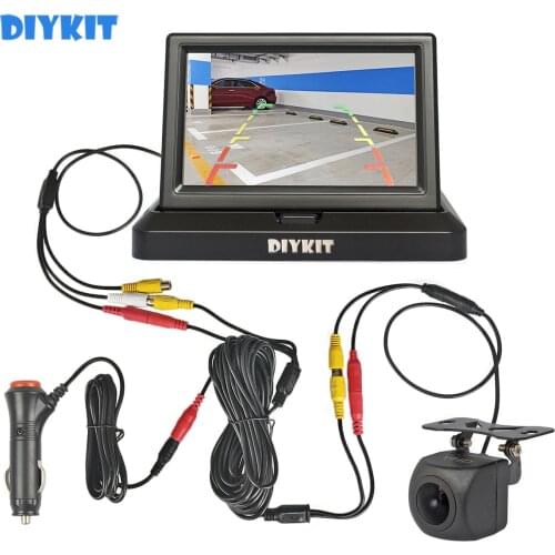 DIYKIT 5" 1024x600 Foldabel IPS AHD Car Monitor 1280x720P HD 170 Degree Starlight Night Vision Backup Camera Vehicle Reverse