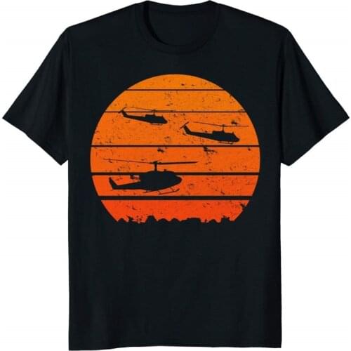 Huey Jungle Sunrise | Retro Helicopter Vintage Hip Hop Men O-neck Short Sleeve Personalized T Shirts Tees Tops