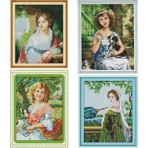 Picking Fruit Girl Joy Sunday Cross Stitch Kits Patterns Stamped Printed 11CT 14CT Counted Print Craft Embroidery Needlework Set