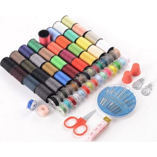 Craft Scissor Stitches Needles Tools Sewing Machine Accessories Multicolor Sewing Threads Sewing Tools Kit 64 Spools Sewing Box
