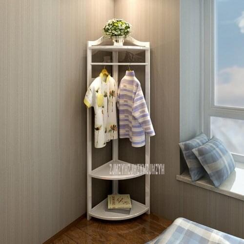 Solid Wood Floor Clothing Shelf Simple Floor Standing Bedroom Corner Coat Cloth Rack Hanger Shelf European Creative Organizer