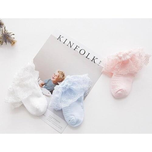 3pairs/lot Solid Kid Baby Girls Lace Ruffle Frilly Ankle Socks Princess Short Tutu Lace Dance Girls Socks Mesh Thin Cotton Socks