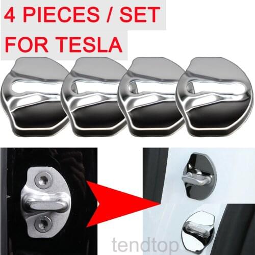 NEW 3D Stainless Steel Car Door Lock Protective Cover Buckle for Tesla model 3 model X Model 3 Car-Styling