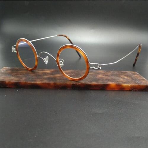 Handmade retro ultralight small round frame presbyopic glasses frames for men and women myopia glasses nail-free vintage