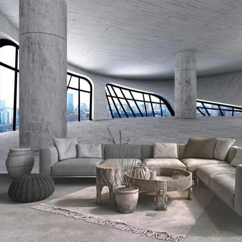 Custom 3D Wallpaper Murals Cement Wall 3D Window City Landscape Photo Wall Painting For Living Room Office Background Wall Decor