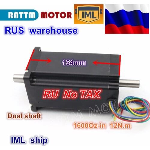 RU ship NEMA34 34HS5802B Dual shaft 154mm/1600Oz-in 12N.m /5.0A CNC stepper motor for CNC Large Router Milling Machine