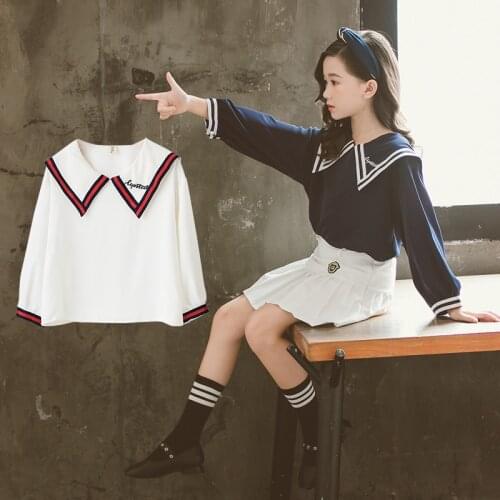 Girls Chiffon School Shirts Long Sleeve 8 10 12 years Elegant JK Uniform Tops Teen Girls Clothes