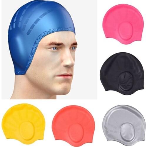 Silicone Swimming Caps Women Long Hair Swim Hat Cover Protect Ears Sports Pool Cap