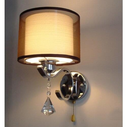 Nordic modern iron LED Wall Lamps with coffee color cloth lampshade,Home Bedroom bedside aisle Wall Sconce Lighting Fixtures