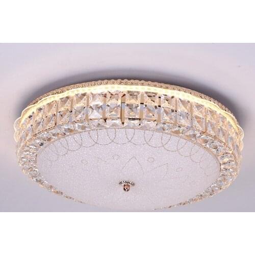 Modern Simple Led Ceiling Light Glass Crystal Wrought Iron Round Creative Luxury Restaurant Balcony Bedroom Living Room