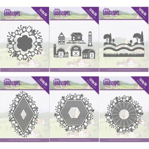 Piggy Craft metal cutting dies cut die mold Spring landscapes frame Scrapbook paper craft knife mould blade punch stencils dies