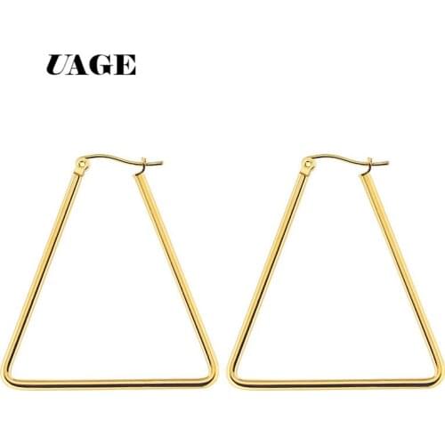 UAGE New Large Triangle Pendant Earring Exaggerated Geometric Statement Earrings for Women Gold Silver Color Fashion Birthday