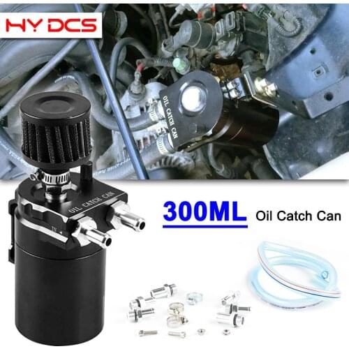 Universal Car Oil Catch Can Kit Baffled Reservoir Fuel Tank 300ml With Air Filter Auto Professional Aluminum Parts