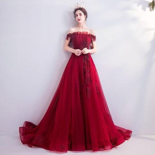 Evening Dresses Illusion Boat Neck Short Off The Shoulder Crystal Sequined Beading Pleat Tulle Lace Lady Formal Party Gown TS056