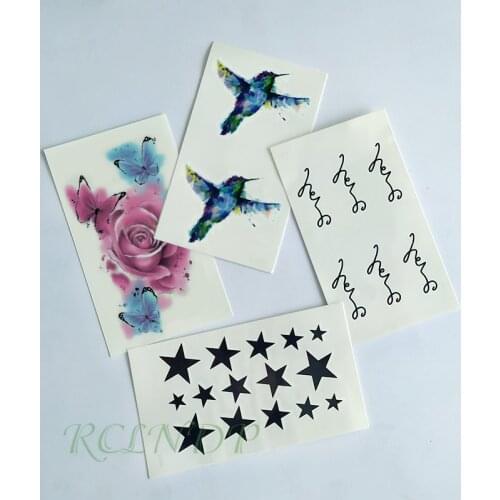Waterproof Temporary Tattoo Sticker ink bird flower letter star small art tatto flash tatoo fake tattoos for women men kid