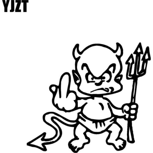 YJZT 12.3*11CM Oem Interesting Funny Devil Covering The Body Silhoutte Cool Car Sticker Decal Black/Silver Vinyl C20-1640