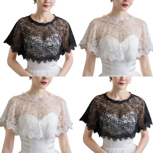 Women Embroidery Floral Lace Cape Wedding Bridal Prom Shawl Shrug Shoulder Cover 2020 Wedding Shawl Wrap