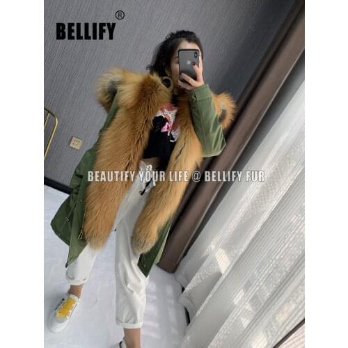 Autumn and WInter Ladies Warm luxury real Fur lIned parka outerwear For Women