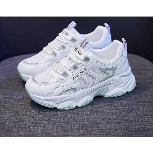 2021 Ffashion Thick Bottom Female Shoe White Platform Sneakers Female Chunky Tennis Casual Sneakers Vulcanize Women Shoes