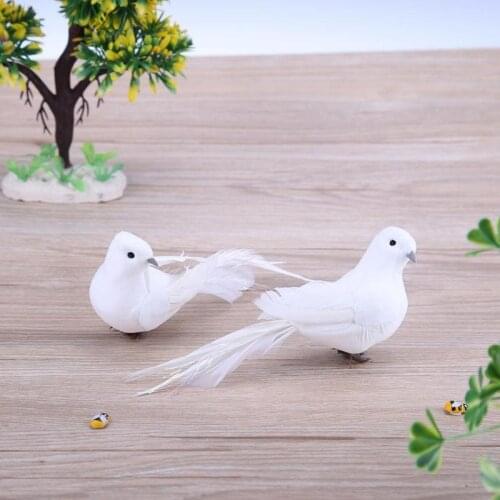 2pcs White Feather Artificial Foam Doves Lover Peace Doves Bird Home Decor Decoration For Wedding