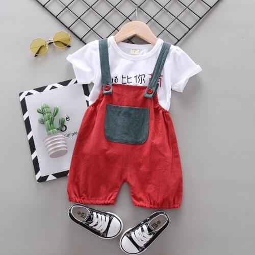 2021 Summer Toddler Infant Baby Girls Cotton Casual Outfits Sets Cartoon T-Shirt+rompers 2pc Suits Baby Clothes Childrens Wear