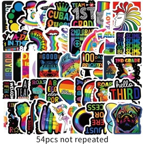 54 Pcs Mixing Color Stickers for Unicorn Cartoon Animal Waterproof Cute Graffiti Sticker to DIY Luggage Bike Notebook Car Decals