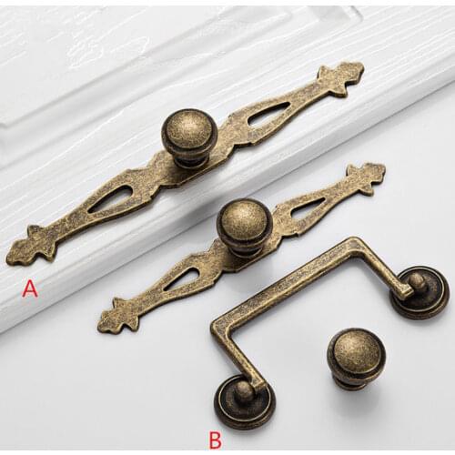 Antique Bronze Furniture Handles for Cabinets and Drawers Vintage Kitchen Fitting Wardrobe Closet Knobs Retro Furniture Hardware