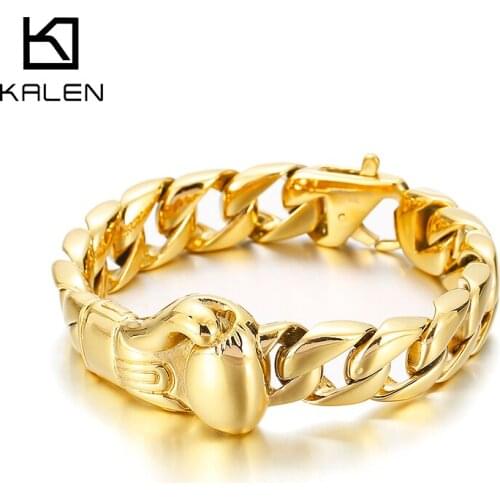 Kalen Viking Cuban Chain Hip Hop Glamour Rock Mens Fist Bracelet Stainless Steel Jewelry