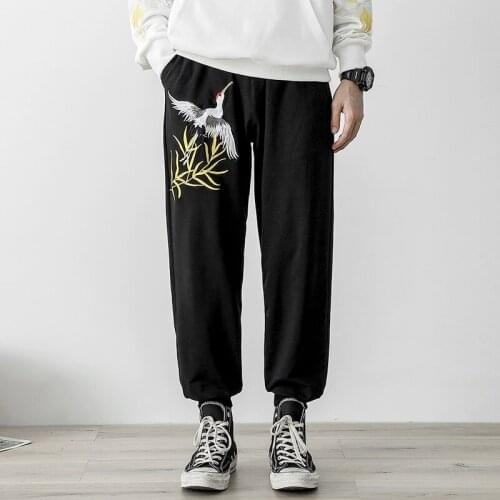 Chinese Style Harem Pants Streetwear Embroider Hippie Pants Men Harajuku Japanese Trousers Kimono Pants Chinese Pants Man KK3299
