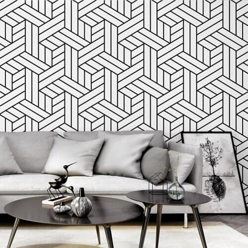 Black And White Plaid Geometric Bedroom Living Room Modern Minimalist Fashion Papel De Parede Nordic Wall Paper