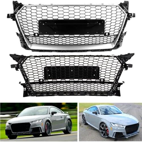 For TTRS Style Front Sport Hex Mesh Honeycomb Hood Grill Black for Audi TT/TTS 8S 2015 2016 2017 2018