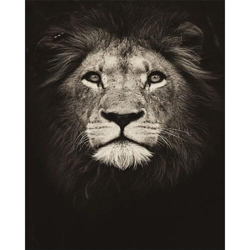 Lion Head Animal Diamond Painting Round Full Drill Black Background Nouveaute DIY Mosaic Embroidery 5D Cross Stitch Home Decor