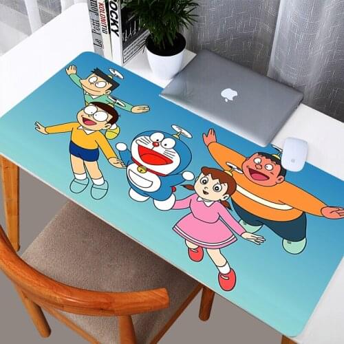 Doraemon 800x300mm Large Gaming Mouse Pad World Map Natural Rubber Locking Edge XL MousePad Game Keyboard Desk Mat for Computer