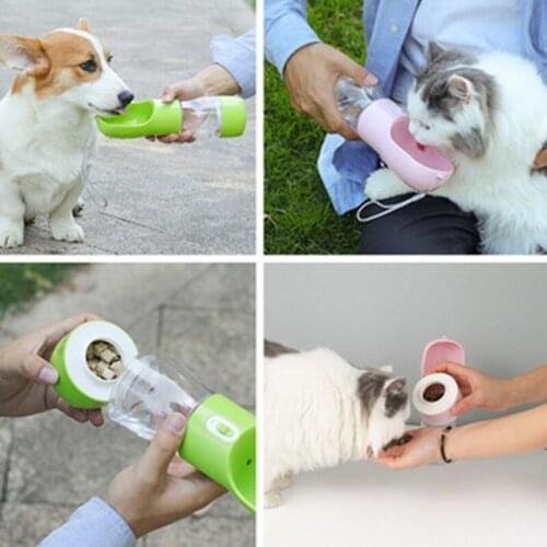 Multifunctional Dog Food Water Storage Bottle Portable Outdoor Pet Drinking Cup Bowl Dispenser Feeders for Cat Accessories