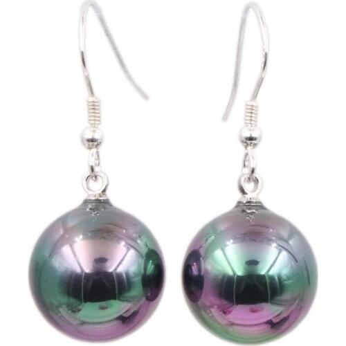 Trendy 2 Color Shlell Pearl Earrings 925 Sterling Silver Drop Earrings White Natural Sea Shell Dangle Wedding Eadrop Jewelry B42