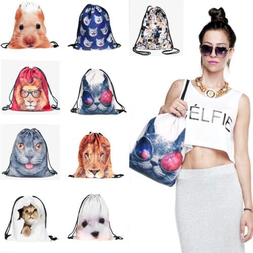 ZHBSLWT Fashion 3D Printing Drawstring Bag Women Backpack Travel Softback Women Mochila 035
