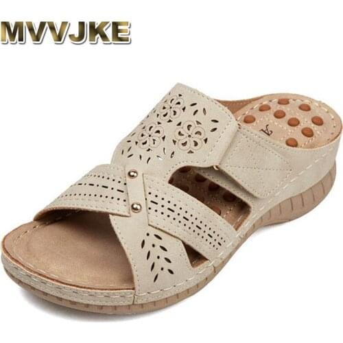 MVVJKE Summer Slipper Women Sandals Ladies Thick Bottom Bohemian Style Pattern Lady Beach Slipper Outdoor Beach Shoes for Women